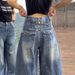 Vintage Flared Jeans For Women - High Waist Wide Leg Trousers, Plus Size Comfort Fit, Retro Denim Pants For Autumn_mkmklike.com