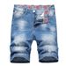 2025 New Trendy Washed And Perforated Capris Men's Denim Shorts_mkmklike.com