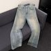 Men's Clothing Heavyweight Distressed Men’s Jeans - High-Waisted Bootcut Denim Pants With Vintage Cracked Wash_mkmklike.com