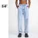 EF JEANS | 2023 New Product, Thin Casual Denim Trousers For Men And Women Elastic Waist Light Blue Retro Trendy Versatile_mkmklike.com