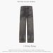 Men's Clothing basic dirty gray washed distressed high street fashion texture loose straight casual jeans_mkmklike.com
