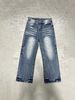 Purpl Men Women Distressed Light Grey Washed Jeans American Style Solid Color Basic Straight Trousers With Raw Hem_mkmklike.com