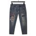 New High-quality Large-size Jeans Men's Elastic Ripped Patch Embroidered Pants Men's Retro Heavy Industry Jeans Men_mkmklike.com