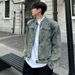 Men's Clothing Retro Distressed Washed Short Denim Training Design Shoulder Jacket_mkmklike.com