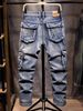 Men's Clothing New Spring Style Durable High Quality Multi Pocket Jeans For Men, Loose Fit, Straight Leg, Trendy Cargo Style, Multi Pocket Long Pants_mkmklike.com