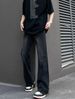 Men's Retro Black Loose Fit Jeans – High Street Style, Slightly Flared Wide Leg, Comfortable Straight Cut Trousers_mkmklike.com