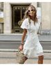 Women's lace hip-covering short-sleeved dress_mkmklike.com