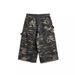 Vintage Camo Cargo Shorts For Men & Women - Distressed Denim With Oversized Pockets, Loose Fit, Streetwear Style_mkmklike.com