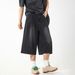 Men's Straight Leg Cropped Jeans Casual Loose Fit Washed Distressed Vintage Texture Pleated Design Summer Style_mkmklike.com