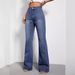 Women's Clothing Straight-Leg High-Waisted Jeans – Classic & Comfortable With Solid Color (S-XL, Blue)_mkmklike.com