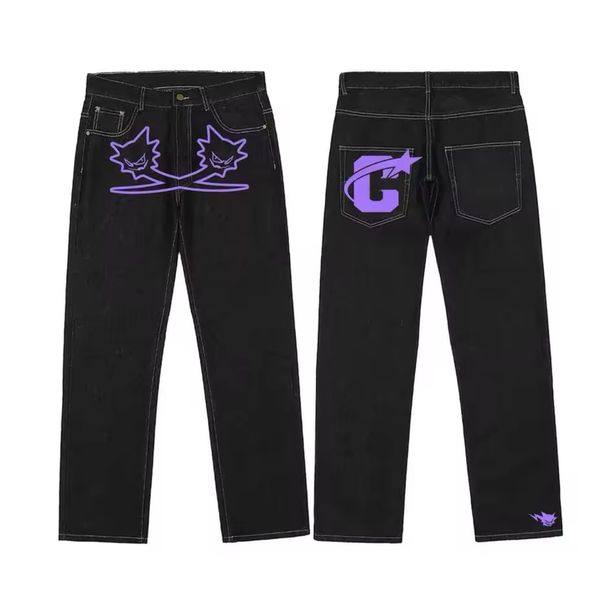 Men's Clothing Hip Hop Trendy Printed Jeans For Men High Street Fashion Hiphop Loose Wide Leg Trousers_mkmklike.com