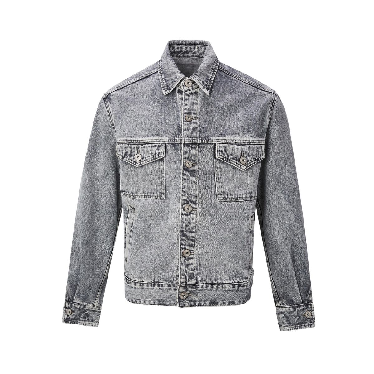 Men's Vintage Washed Denim Jacket - Streetwear Oversized Casual Coat For Spring (Light Black, Light Brown)_mkmklike.com