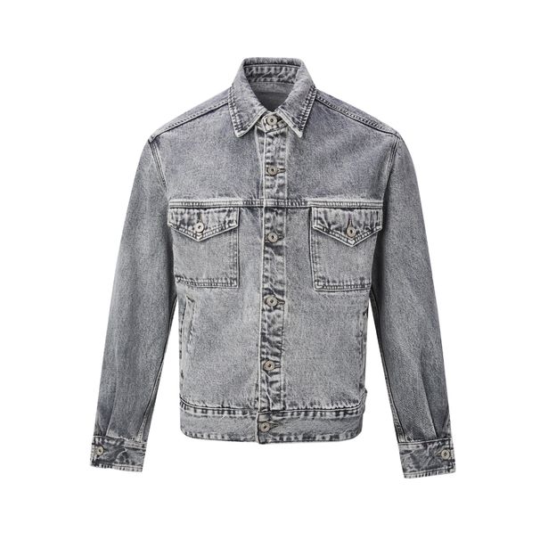 Men's Vintage Washed Denim Jacket - Streetwear Oversized Casual Coat For Spring (Light Black, Light Brown)_mkmklike.com