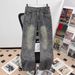 Men’s Thorn Jacquard Jeans – Vintage Straight-Leg Denim Pants With Subtle Flare, Mid-Rise Cotton Blend(S-3XL, Washed Black/Blue)_mkmklike.com