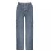 "Men's Distressed With Rolled Hem Pocket Details Relaxed Straight Fit, Washed Vintage Style Streetwear Fashion Polyester Blend Stretch"_mkmklike.com