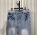 Vintage-Inspired Light Blue Distressed Flared Jeans | Clean Fit | High-Quality Cotton | Straight Leg | Youthful Style_mkmklike.com