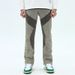 Men's High Street Style Contrast Color Stitching Distressed Jeans Loose Straight Pants Washed Effect_mkmklike.com