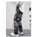 Men's Clothing Mosaic Print Design Jeans Retro Washed Loose Casual Straight Floor Length Wide Leg Trousers_mkmklike.com