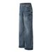Men's Jeans Washed Distressed Vintage American High Street Design Rivet Decoration Loose Wide-Leg Straight Long Pants_mkmklike.com