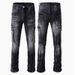 Men's Clothing High Street Retro Jeans - Lightning Ripple Wash, Slim Straight Fit, Multiple Pockets, Vintage Denim Pants (Black, S-3XL)_mkmklike.com