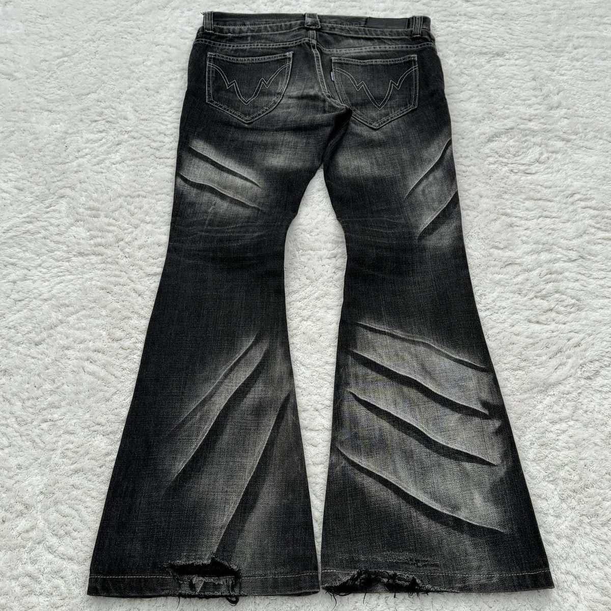 Men's Y2K Street Style Flared Jeans Double Waist Distressed Drawstring Design Gothic Retro Washed Trousers European American Cross Border_mkmklike.com