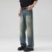 LKTM Wear # Washed With Damaged Mouth, Jeans, Men's Cleanfit, Loose Straight Tube, Broken Hole, Long Pants Ffe_mkmklike.com