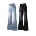 Cleanfit Men's Large Size Lightning Pattern Jeans Casual High Street Trendy Mid Waist Straight Pants With Zipper Fly_mkmklike.com