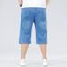New Versatile Thin Denim Five-point Pants Men's Loose And Simple Business Jeans Men's Fat Straight Five-point Pants_mkmklike.com