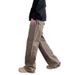 Men's Retro Workwear Jeans – Maillard Brown Cargo Pants With Multi-Pockets & Slight Flare For High Street Cleanfit Style_mkmklike.com