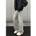 Men's Washed Splatter Painted Slightly Flared Jeans Straight Leg Curved Trousers American High Street Style Trendy Clothing_mkmklike.com
