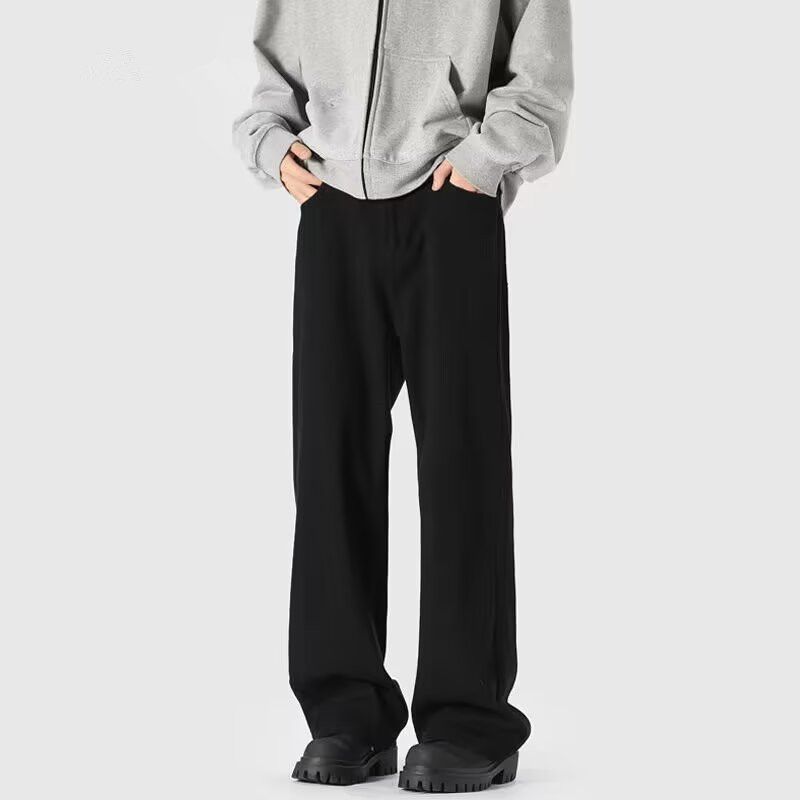 2025 Spring/Summer Trendy Basic Solid Color Straight-Leg Pants, Casual Long Pants For Men And Women, Hong Kong Style_mkmklike.com