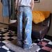 Men's Clothing The Same Retro Printed Jeans For Men And Women, Spring And Autumn, High Street, Straight, Loose Wide Leg, Floor Length Trousers_mkmklike.com
