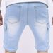 Men's Vintage Washed Denim Shorts - Mid Length Casual Summer Jeans With Distressed Details, Comfortable Cotton Blend, Straight Fit (Sky Blue)_mkmklike.com