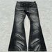 Men's Y2K Street Style Flared Jeans Double Waist Distressed Drawstring Design Gothic Retro Washed Trousers European American Cross Border_mkmklike.com