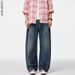 Men's Oversized Straight-Leg Jeans – Vintage High Street Baggy Denim Pants With Distressed Wash & Curved Hem_mkmklike.com