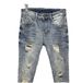 Men's Clothing Fashion Pants Ripped Trousers Jeans Elastic Slim Fit Nine Point Pants_mkmklike.com