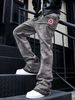 Men's Heavyweight Washed Denim Jeans - Summer Letter Logo Print Streetwear Jeans AAA_mkmklike.com