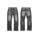 Men's Clothing Lightning Flower Three Dimensional Wrinkled Heavy Wash Loose Bootcut Jeans_mkmklike.com