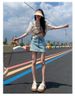 K New Denim Short Skirt With High Waist For Slimming, Spicy Girl With Hip Hugging Half Body Skirt_mkmklike.com