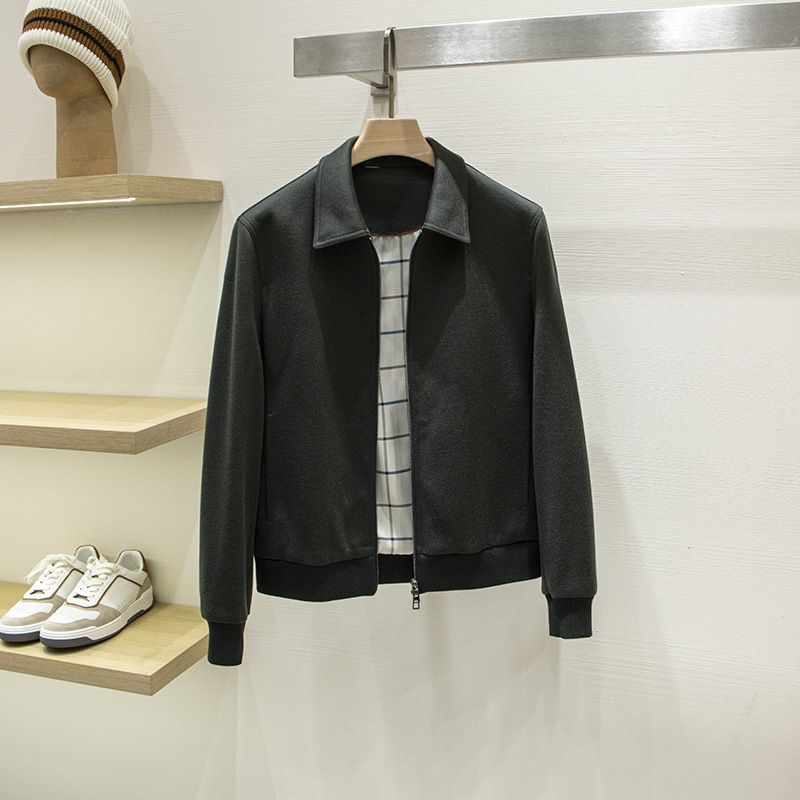 LP Edition Italian Style Light Luxury! Craftsmanship Texture Dark Green Lapel Business Casual Men's Wool Jacket Coat_mkmklike.com