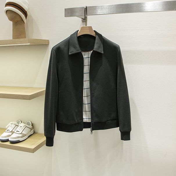 LP Edition Italian Style Light Luxury! Craftsmanship Texture Dark Green Lapel Business Casual Men's Wool Jacket Coat_mkmklike.com