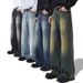 Women's Clothing Four Seasons Running Style A Type Straight Jeans Men's Fashion Brand Loose Wide Leg Mopping Long Pants_mkmklike.com