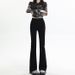 Black High-waisted Slimming Micro-flare Jeans For Women, 2025 New Spring And Autumn Slim-fit Stretchy Petite Bootcut_mkmklike.com