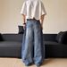 Men's Clothing Street Washed Cat Whisker Wide Leg Scimitar Jeans For Men And Women, Handsome And Slim, Couple T Shirt, Sickle Pants Trend_mkmklike.com