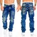 Suitable For All Seasons 2024 New Men's Casual Stitched Straight Leg Hip Hop Jeans_mkmklike.com