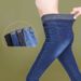 Women's Clothing High-Waisted Plus Size Slim Fit Jeans Fleece Lined Elastic Waist Korean Style Pencil Pants For Autumn_mkmklike.com