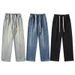 LKTM Men's Clothing # Yellow Mud-dyed Washed American High Street Men's Jeans, Trendy Brand, Elastic Waist, Loose_mkmklike.com