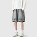 Inverted Denim Shorts Men's Summer New Style American High Street Vibe Washed Hooligan Cool Trendy Brand Loose Casual_mkmklike.com