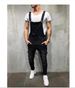 Men's Distressed Denim Overalls – Vintage-Inspired Drop-Crotch Suspenders Jumpsuit (Dark Blue/Black, Relaxed Fit, Artisan Rips, Button Fly)_mkmklike.com