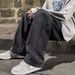 Men's American Wide-leg Loose Straight Casual Trousers Street Hip-hop Baggy Jeans Black Grey Blue Streetwear Men_mkmklike.com